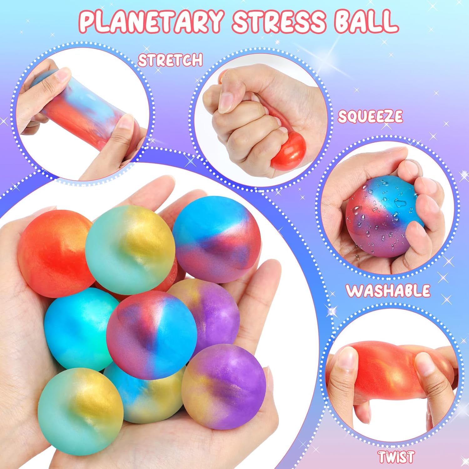 24 Pack Valentines Party Favors with Slime Stretchy Balls Kit, Valentines Cards for Kids with Greeting Cards, Valentines Day Gifts for Kids Classroom, Exchange Gift and Class Prizes for Boys Girls
