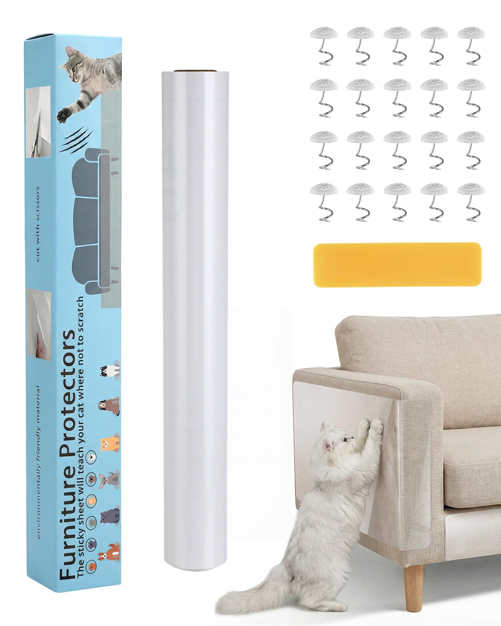 Transparent Cat Scratch Protector – 5 m × 30 cm, Self-Adhesive Scratch Protection Film, Trimmable – Anti-Scratch Tape for Sofas, Furniture, Couches, Doors, and Walls – Flexible Protection