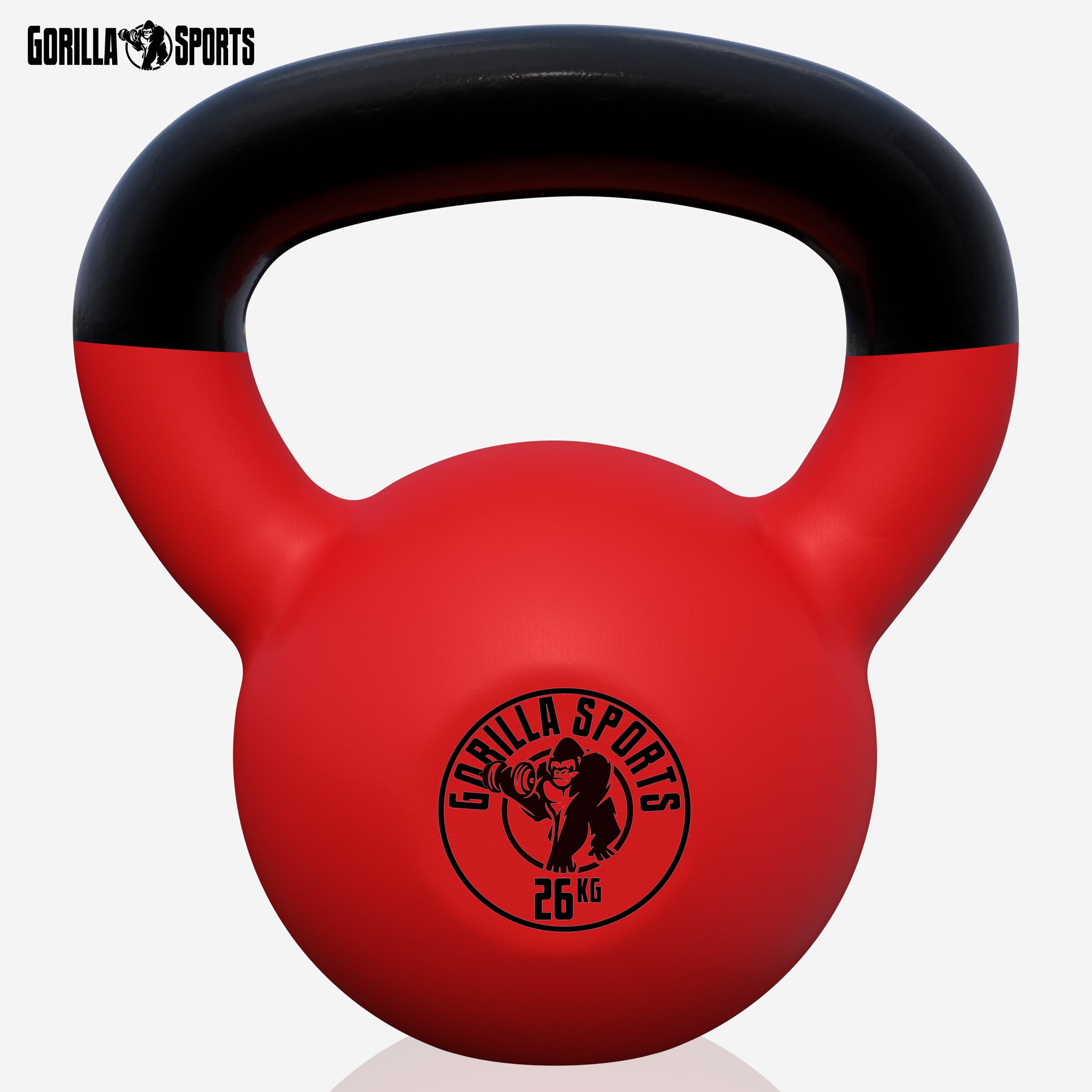 GORILLA SPORTS® Kettlebell - Poids de 2 à 32 kg, Individuel/Ensemble, avec Poignée, Fonte, Revêtement en Vinyle - Bouilloire de Poids, Haltère à Boule, Musculation, Entraînement, pour Fitness, Gym