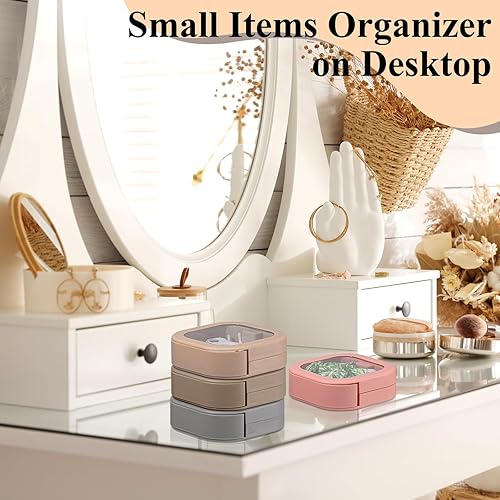 Miniatura 53 de Kathfly Organizador de lazos para el cabello blanco, 4 unidades, portátil, contenedor de almacenamiento para accesorios para el cabello, apilables