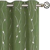 Vista 67 de BGment Room Darkening Curtains 95 Inches Long, Grommet Thermal Insulated Blackout Curtains with Wave Line and Dots Printed for Bedroom, 2 Panels