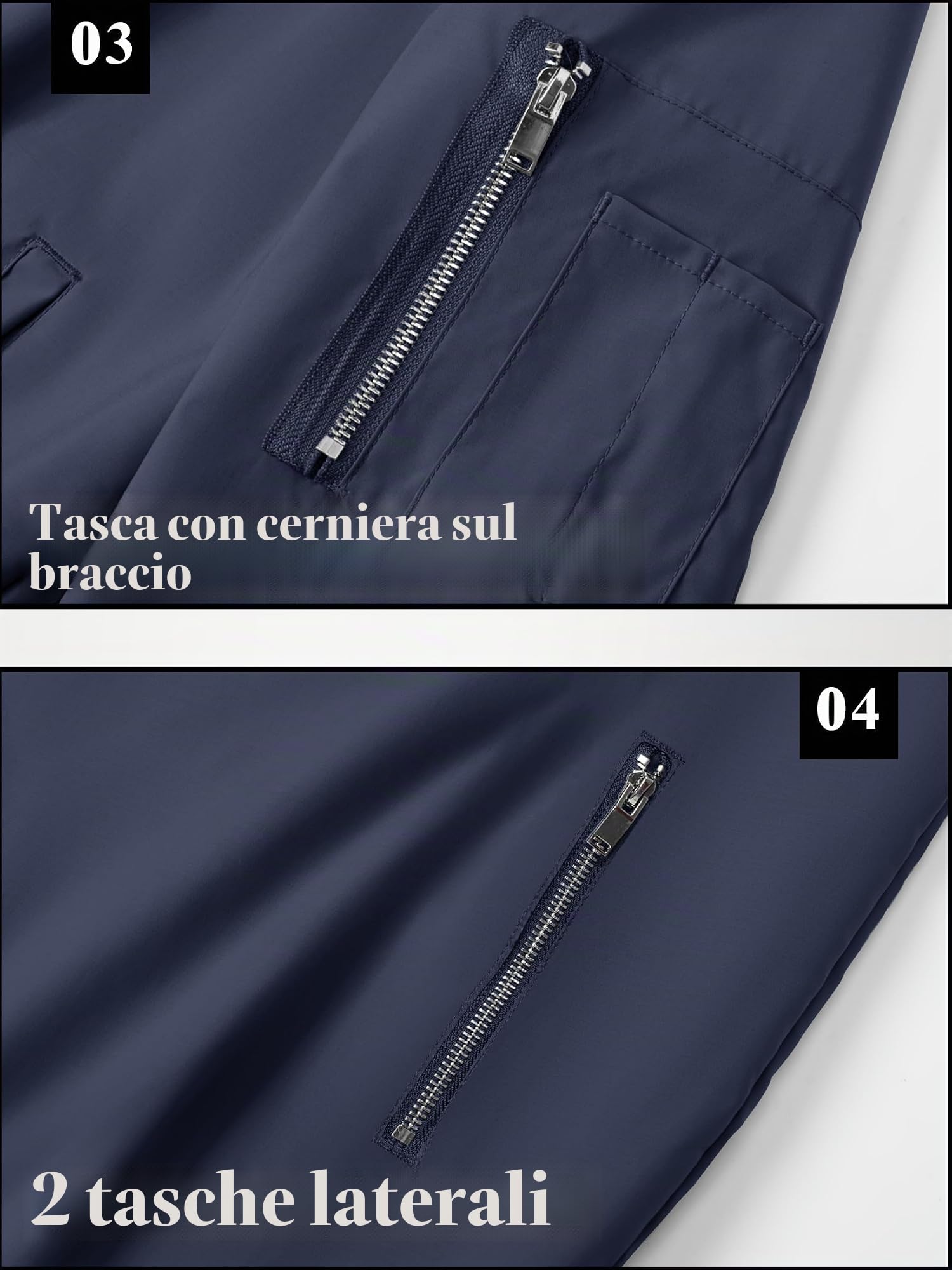 TACVASEN Uomo Bomber Jacket Leggero Giacca per Il Tempo Libero con Tasche con Zip