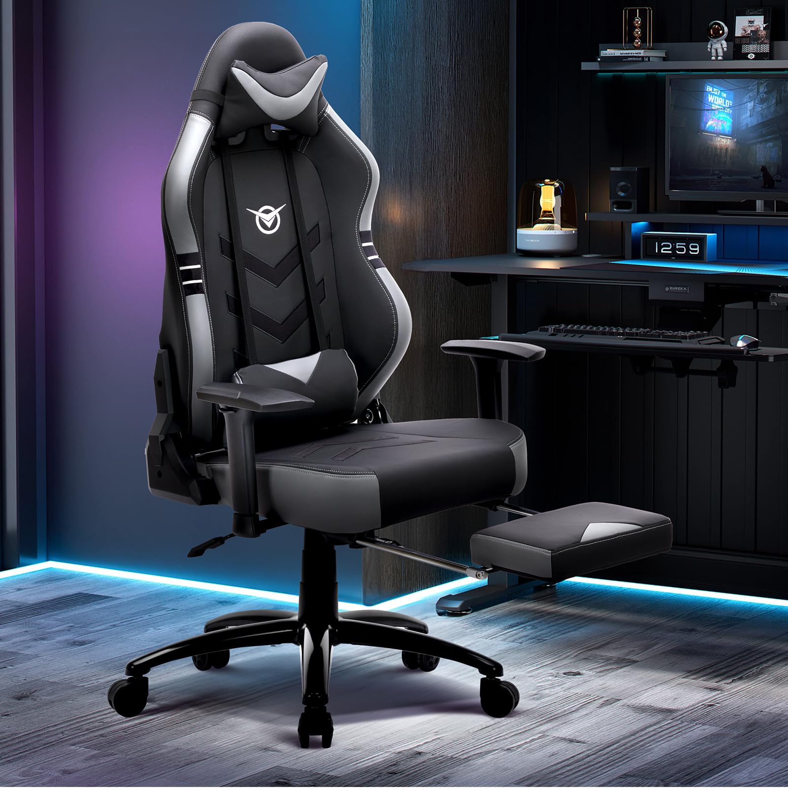Poltrona Gaming Grande e Alto 350lb Ergonomica-Roccia di Racing - Dettaglio
