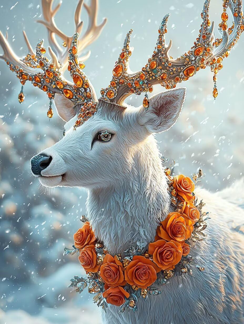 WEISHIWE Dipingere con i Numeri Adulti Alce in inverno, 80x100cm s-157 | Paint by Numbers Kit con Pennelli e Acrilico Pigmento, Fai da te Olio La Pittura di Numeri Kit, Decora la Casa, senza Cornice