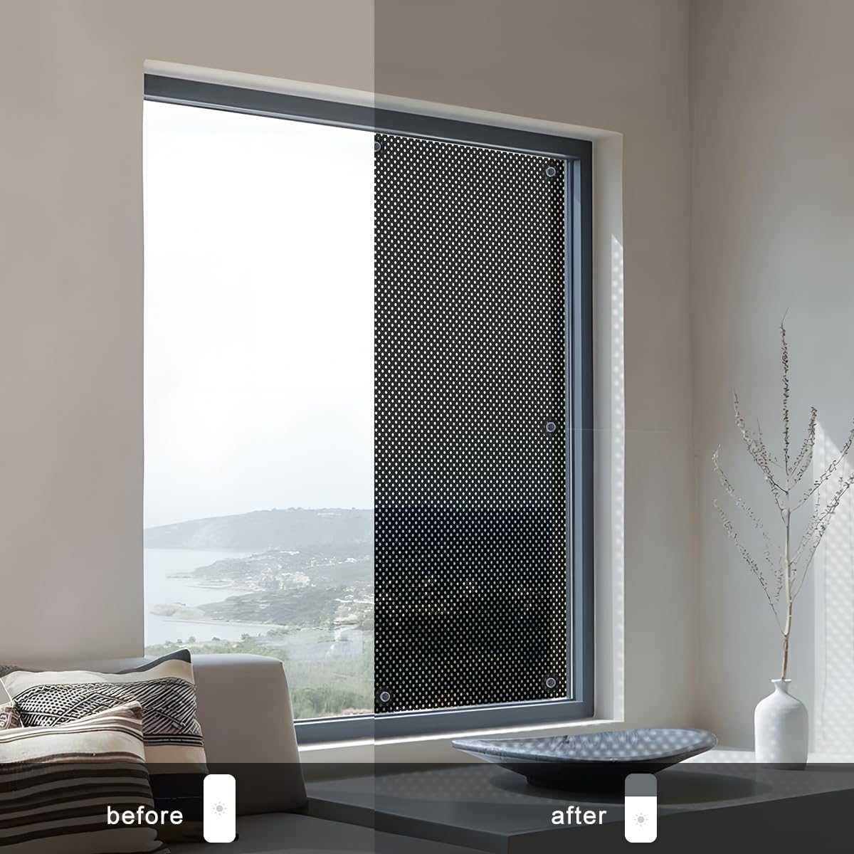 SCHRLING No Drill Cordless Light Filtering Window Shade, 63
