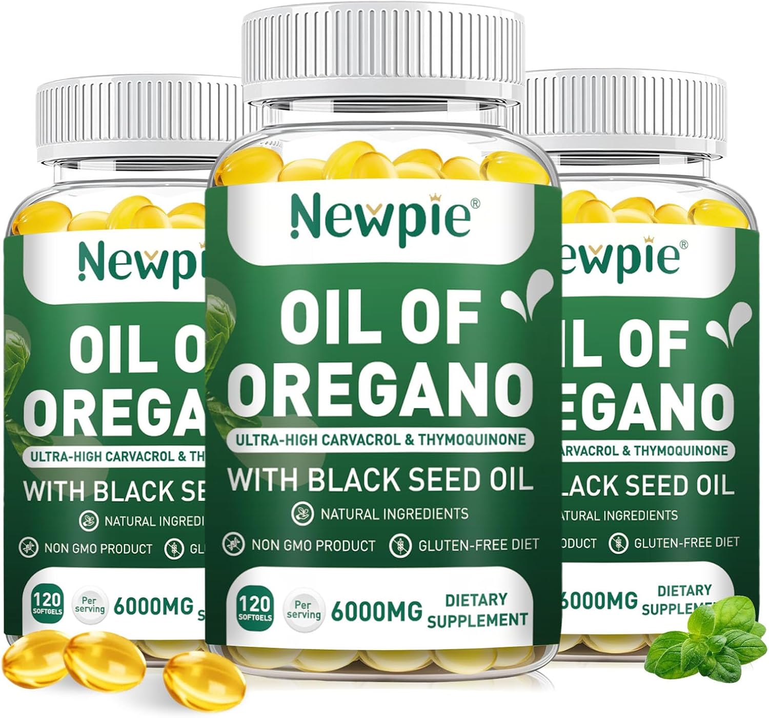 Oil of Oregano Softgels,360 Count Balanced Oregano Oil w/Black Seed Oil,2 in 1 Formulated Supplement for Immune Health,Digestive and Antioxidant Support,Non-GMO (3)