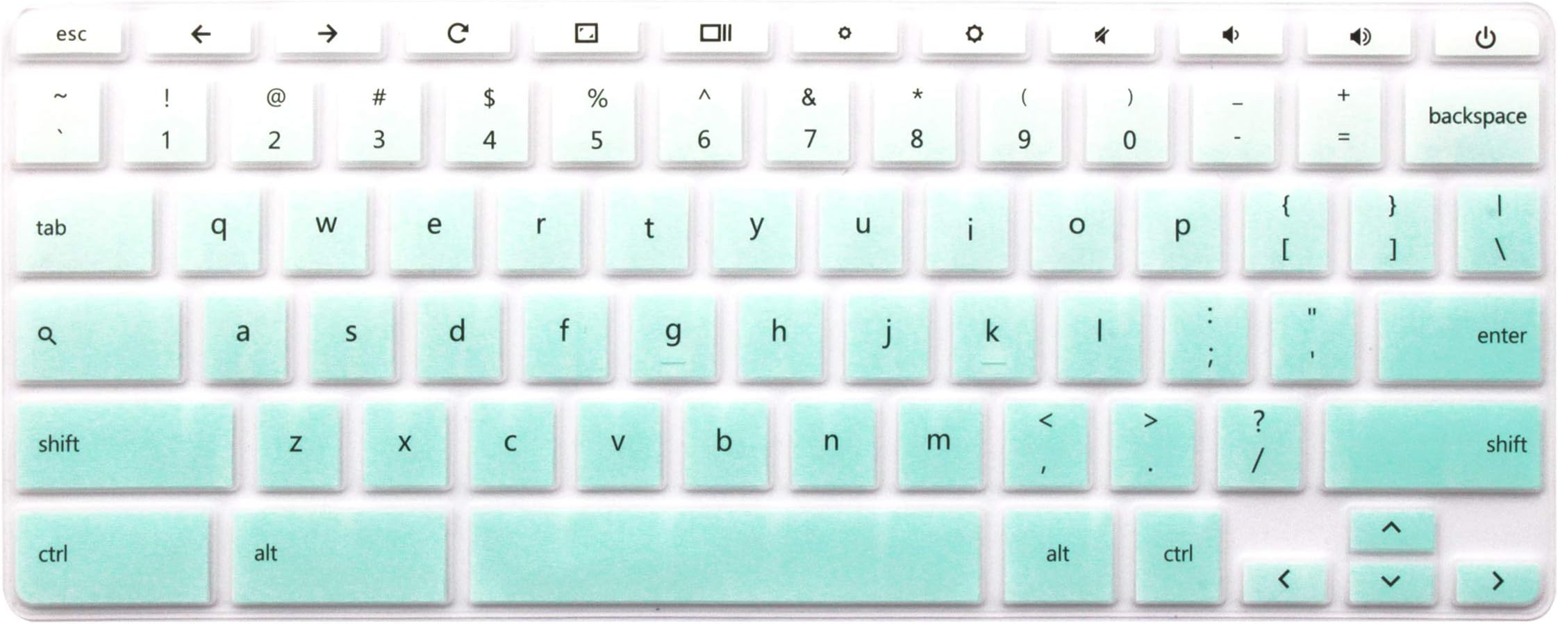 YYubao Silicone Keyboard Skin Compatible HP Chromebook 14-ca 14-ak, HP Chromebook 14 G2 G3 G4 14-X Series, HP Chromebook 11 G2, G3, G4, G5, G6 EE 11.6" (NOT Fit HP Chromebook G5 EE) (Ombre Mint Green)
