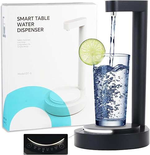 Dispensador de agua LED para mesita de noche, dispensador de botellas de agua de escritorio, luz LED y botones táctiles, dispensador de agua
