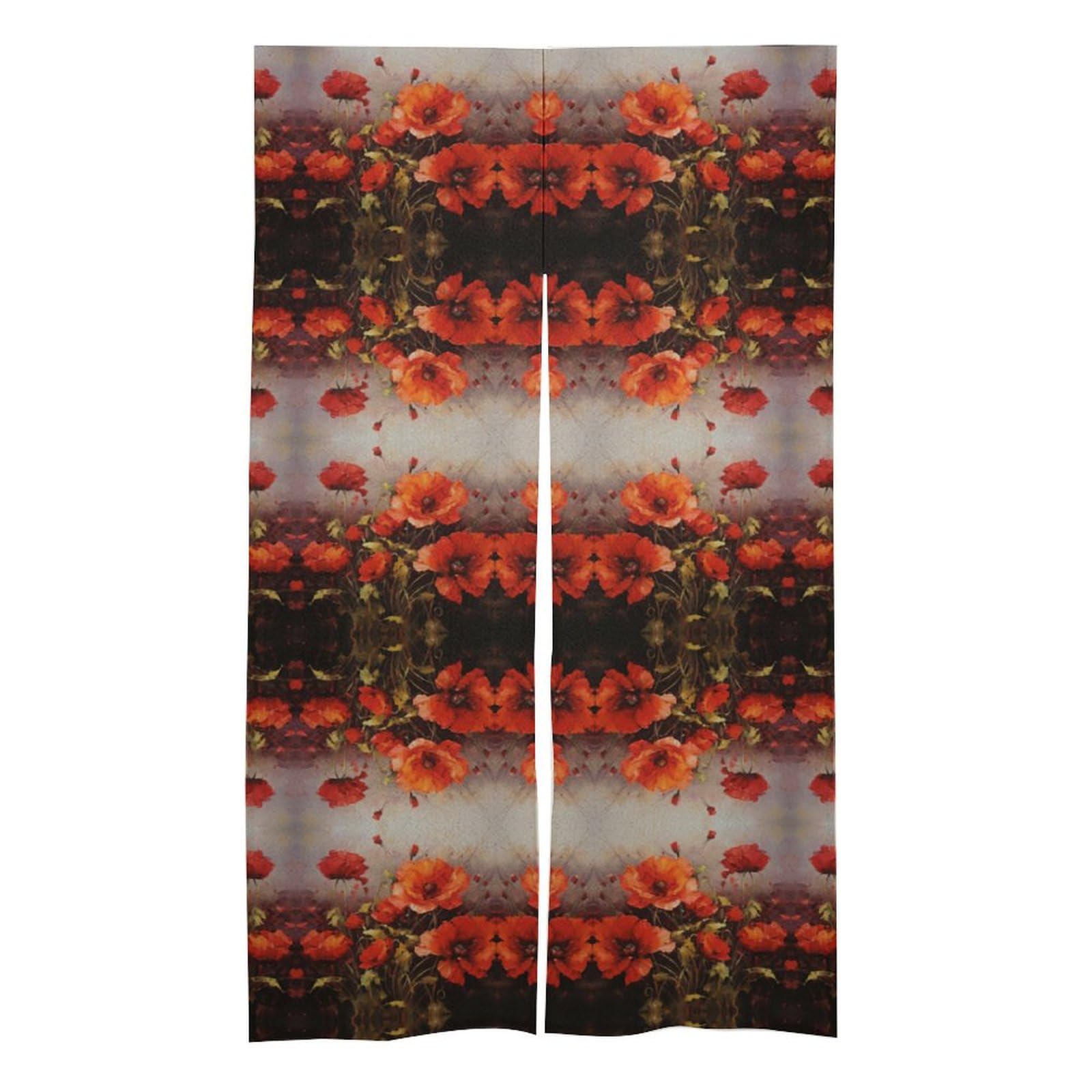 Rideaux de porte occultants isolation thermique phonique porte verre fleur rouge