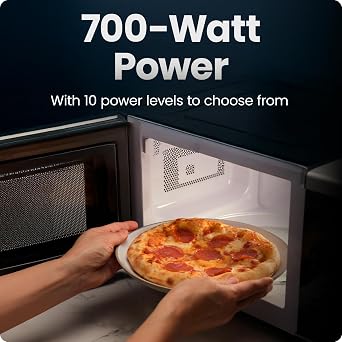 Chefman 20L Countertop Microwave Oven, 700W, 10 Power Levels, Mute Button | 3 Presets, One-Touch Express Cook, Child Safety Lock, Black