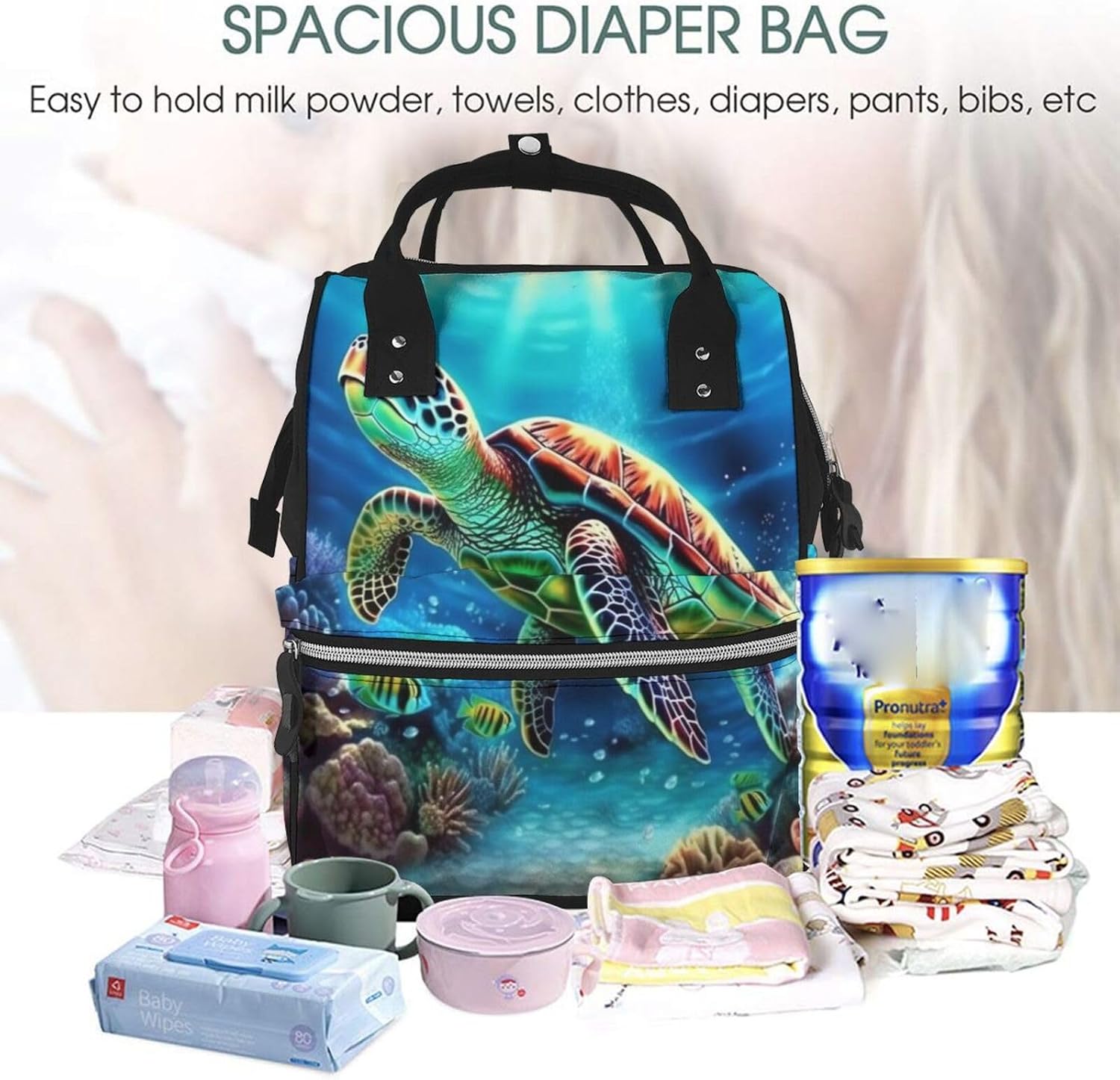 Sea Turtles Diamond Painting Diaper Bag Backpack Mommy Bag Multifunction Travel Maternity Baby Changing Bags