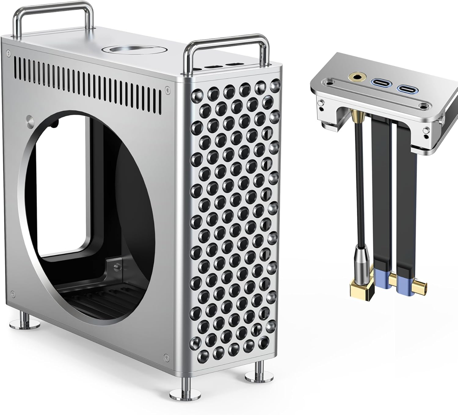 Aluminum Chassis Stand for 2024 Mac mini M4/M4 Pro - Mac mini M4 Case - Storage Expansion Hard Drive - 2 Type-C Cables and one 3.5mm Audio Cable- Accessories for Mini 4 - Mac mini M4 Holder