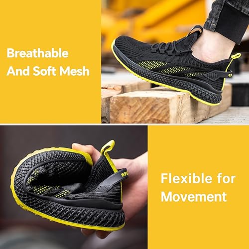 Miniatura 3 de SPIEZ Unisex Safety Shoes with Composite Toe Cap, Puncture Proof Lightweight Work Shoes for Men and Women, Slip on Fashion Sneakers for Work and