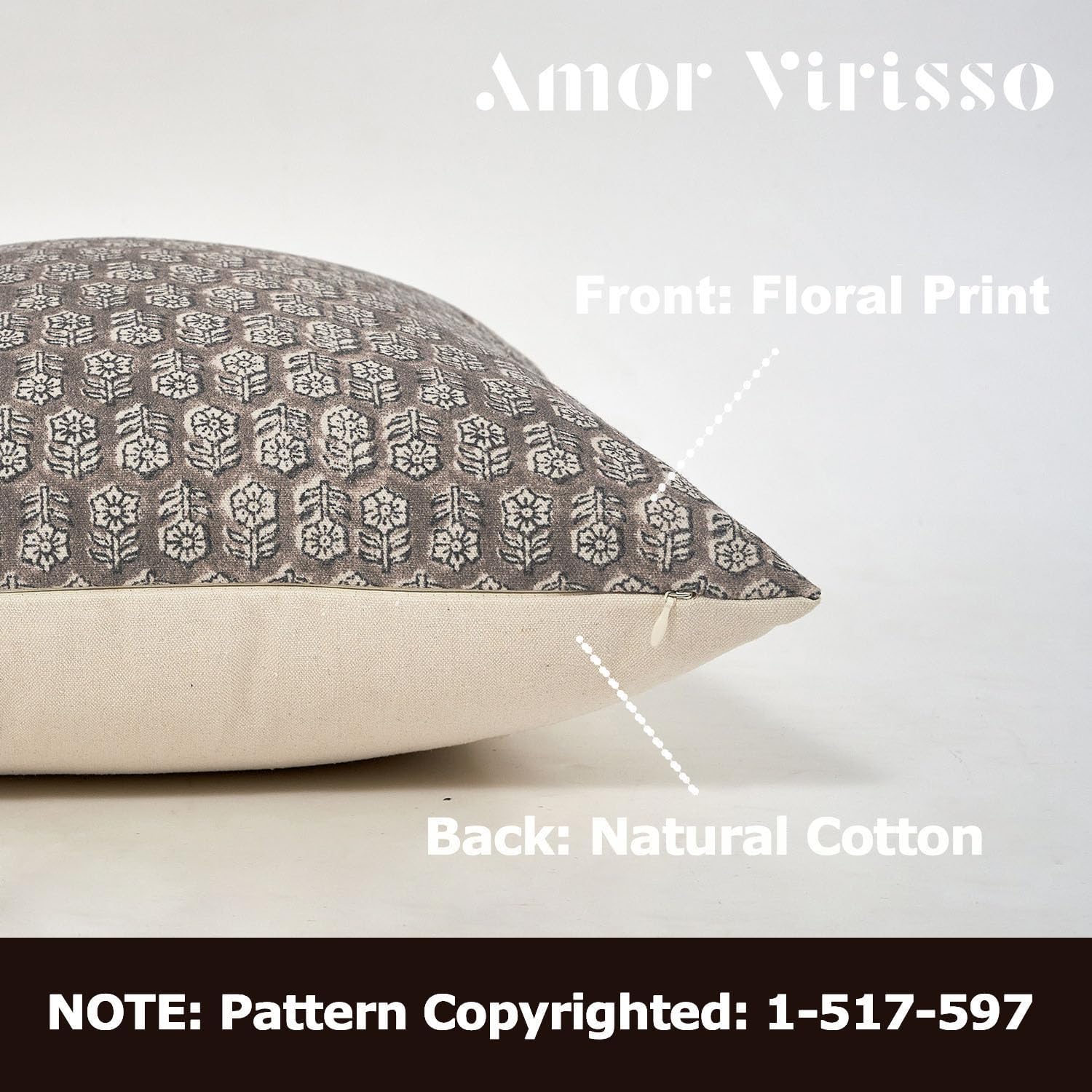 Amor Virisso Floral Pillow Covers 18x18 Couch Pillows for Living Room Farmhouse Neutral Pillow Covers Decorative Throw Pillow Covers Accent Sofa Pillows 1PC,Light Taupe - Image 2