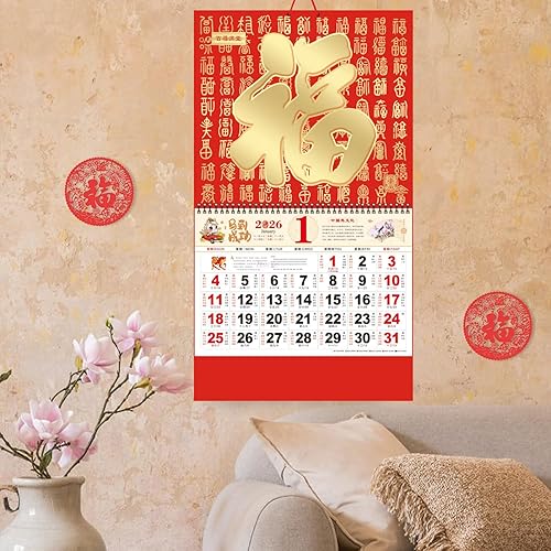 Miniatura 6 de Calendario colgante chino 2024, calendario de pared del año del dragón, calendario lunar chino 2024 mensual para decoración de año nuevo chino,
