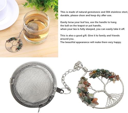 Miniatura 2 de Pssopp Infusor de té de acero inoxidable 304 Colgante de árbol de la vida de malla de bola de té filtros de filtro de té Infusor de té Escurridor de
