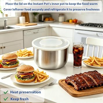 Silicone Lids Instant Pot for 5 & 6 Qt Inner Pot, 9.8IN Instant Pot Lid Replacement, Reusable Food Grade Premium Pot Cover, Instant Pot Accessories & Parts Insert Lids for Bowl and Food Cover