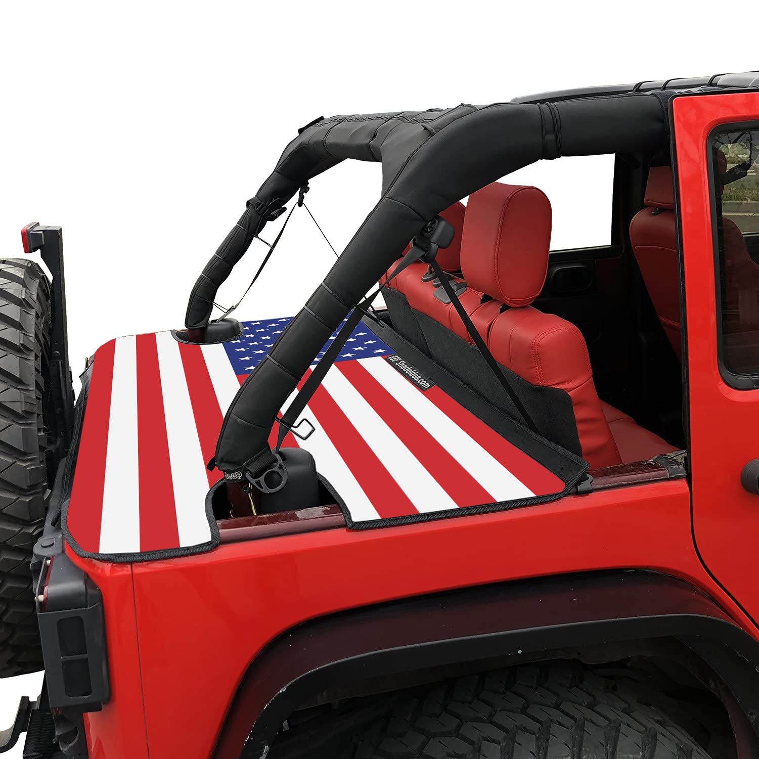 Shadeidea Tonneau Cover for Jeep Wrangler JK 4 Door︱JKU (2007-2018) Rear Trunk Ton Cover︱Cargo Vinyl Tailgate Cover for New Model Rubicon Sahara Sport S (American Flag) - 3 Year Warranty