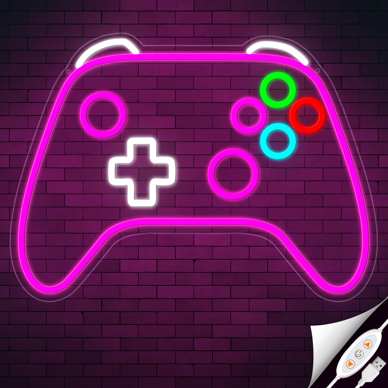 Gamer Neon Sign,Game Room Wall Decor Dimmable Gamer Led Sign Gamepad Shaped Neon Signs For Teenage Bedroom,Man Cave,Boy Kids Gifts