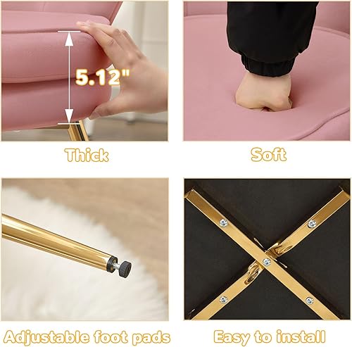 Miniatura 7 de Juego de 2 sillas decorativas, sillas de tocador de terciopelo con respaldo, silla decorativa pequeña moderna de mediados de siglo para sala de