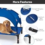 Heeyoo Elevated Lit pour chien avec canopée amovible, lit pour chien portable avec tente d'ombre de protection solaire, lit de refroidissement pour chien élevé pour chiens, bleu 42in