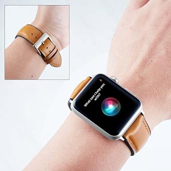 BINLUN Compatible with Apple Watch Band 38mm 40mm 41mm 42mm Oil Wax Leather and Breathable Silicone Hybrid Replacement Strap Fit for iWatch Ultra Ultra2 SE Series 11/10/9/8/7/6/5/4/3/2/1(Light Brown)