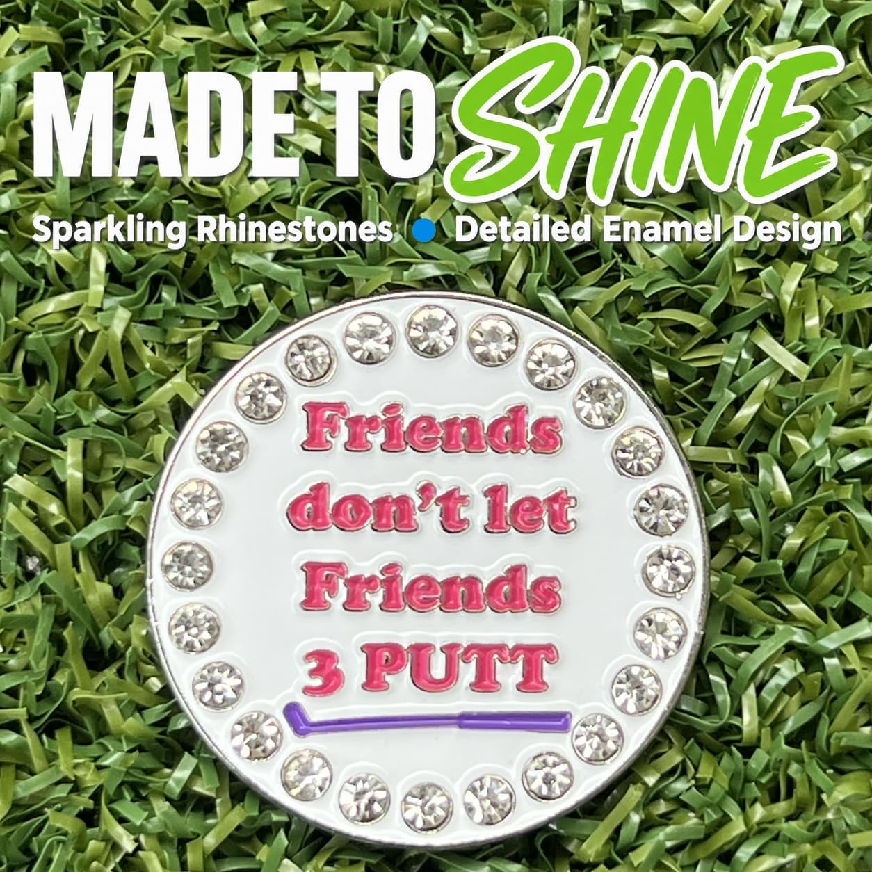Giggle Golf Friends 3 PUTT Golf Ball Marker with Magnetic Hat Clip image 5