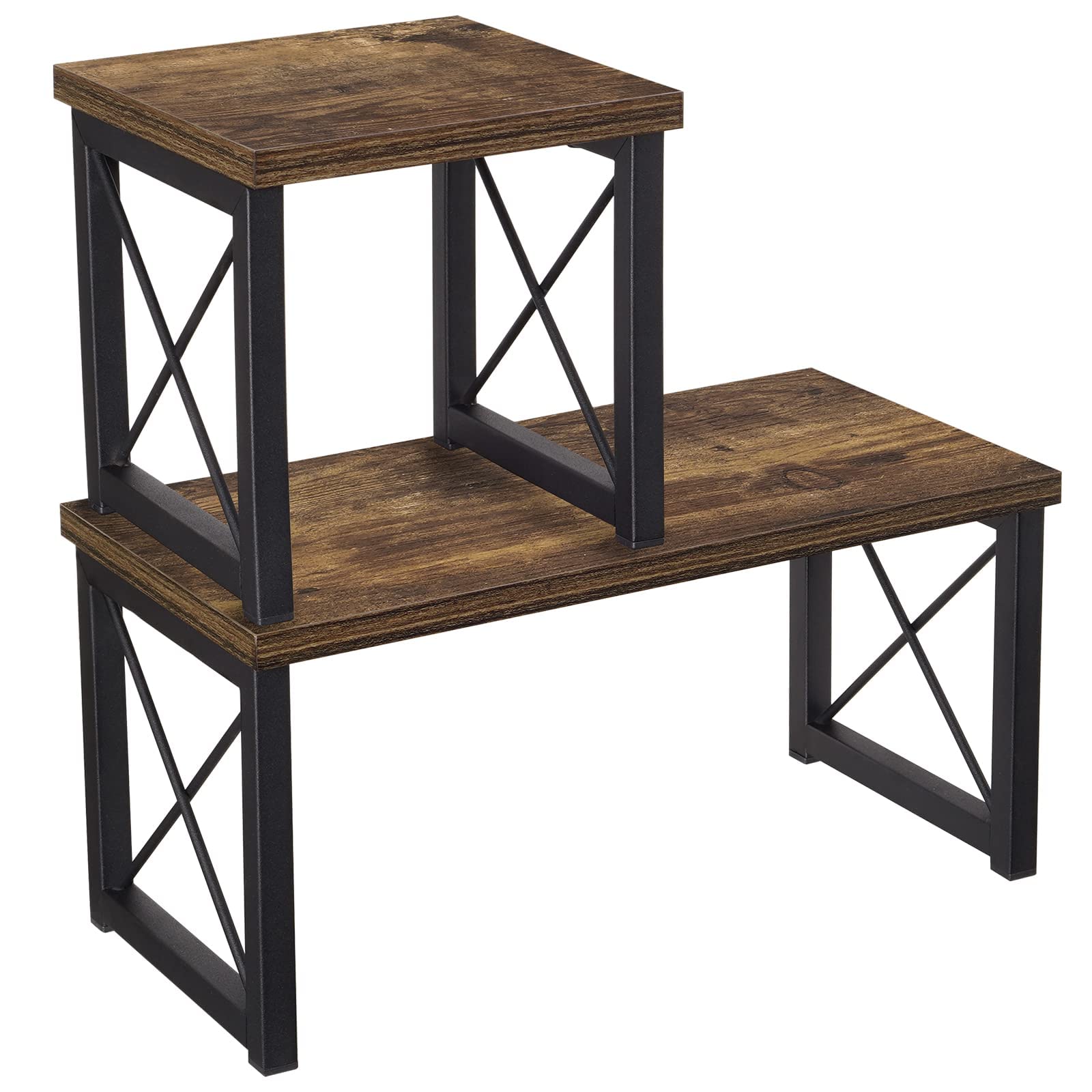 Wood Desktop Shelf, Desktop Storage Organizer Display Shelf Rack, Kitchen Counter Organizer, 2 Tier Independent Stackable Desk Stand, Freestanding Small Bookshelf Desk Supplies Organizers