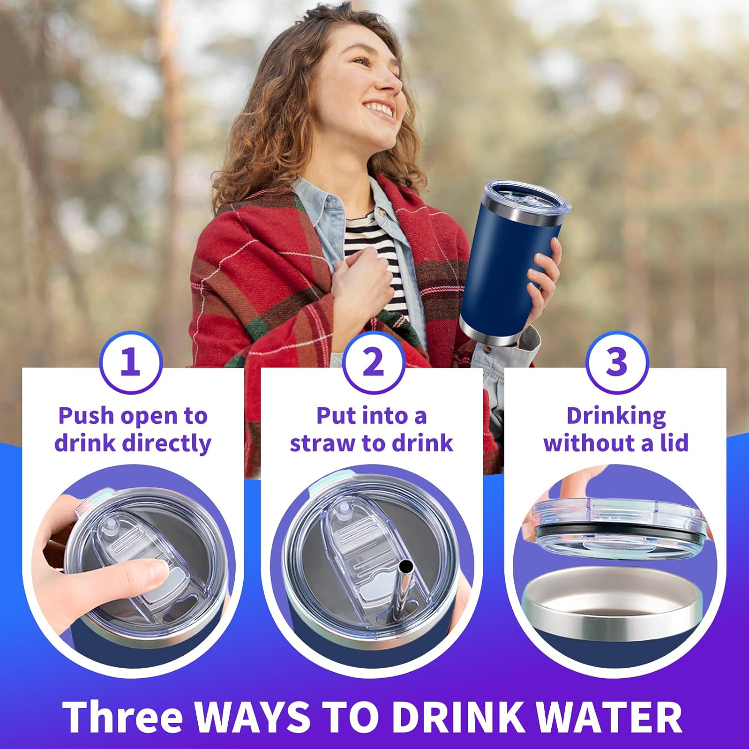 36 Pack, 20oz Stainless Steel Bulk Tumblers with Lids and Straws, Leakproof Double Wall Travel Mug for Hot/Cold Drinks, Home Office Outdoor Party, Durable Powder Coated Insulated Cup/Dark-Blue - Image 7