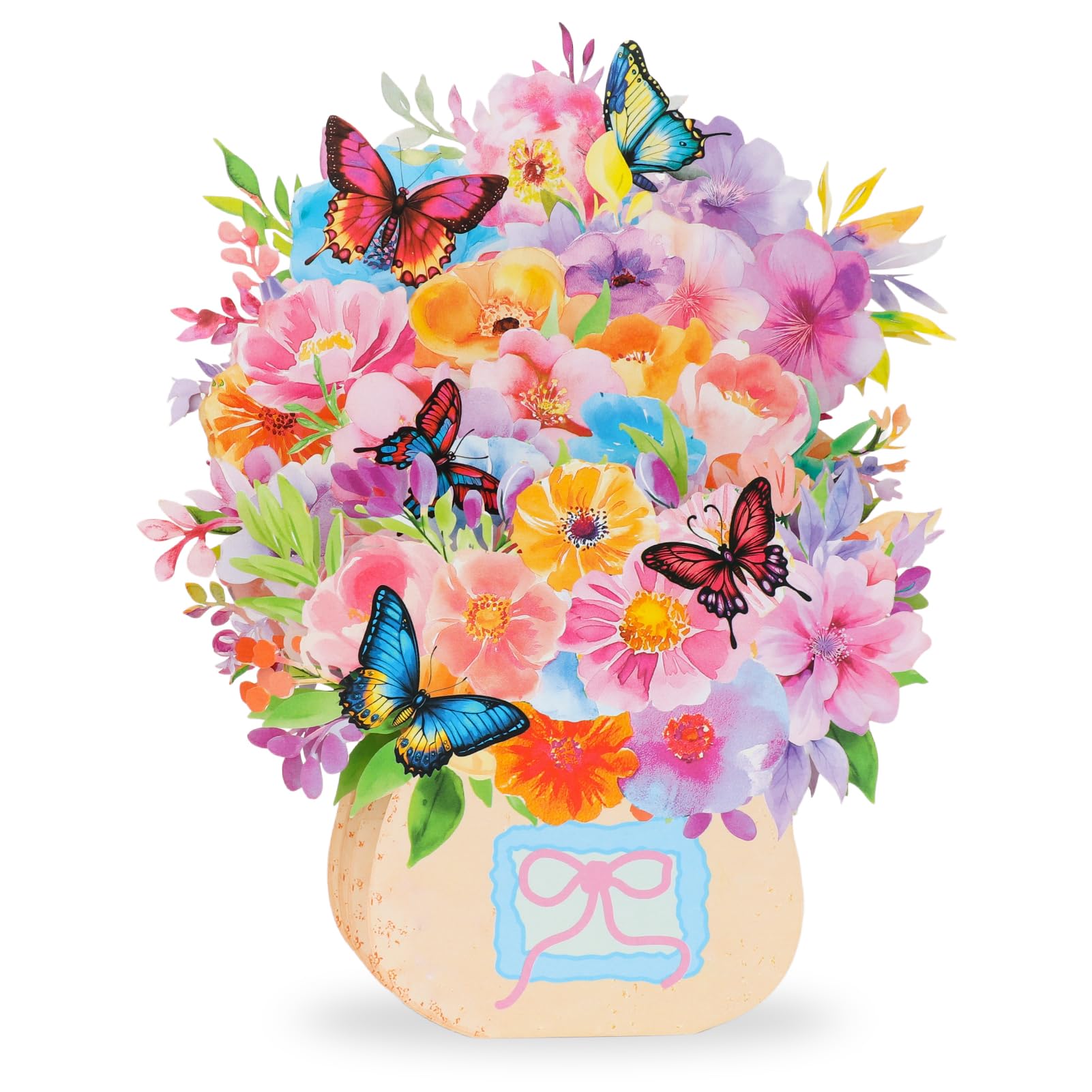 3D Pop Up Birthday Cards for Women, Flower Butterfly Bouquet Greeting Card with Envelope, Happy Birthday Card for Mum, Wife, Daughter, Sister, Grandma, Female Friend, 10 Inch Floral Gift