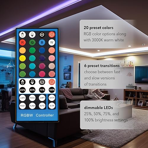 Miniatura 5 de GT-Lite Cinta de luz blanca y de color de 800 lúmenes LED de 16 pies para cortar y conectar