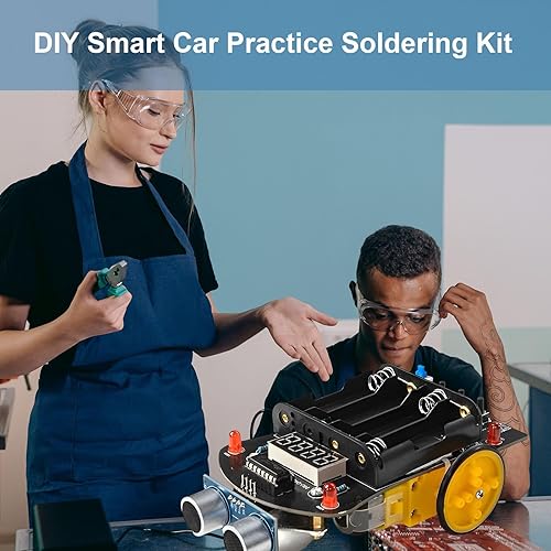 Miniatura 6 de Kit de práctica de soldadura inteligente para automóvil, kit de soldadura de robot de automóvil pequeño, carrito inteligente de medición de