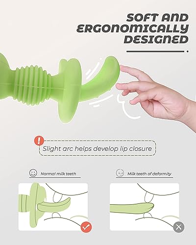 Miniatura 5 de DF DUALFERV 4 cucharas para bebé de 6 meses, cucharas de silicona para la primera etapa y tenedor para bebé, utensilios para niños pequeños para el