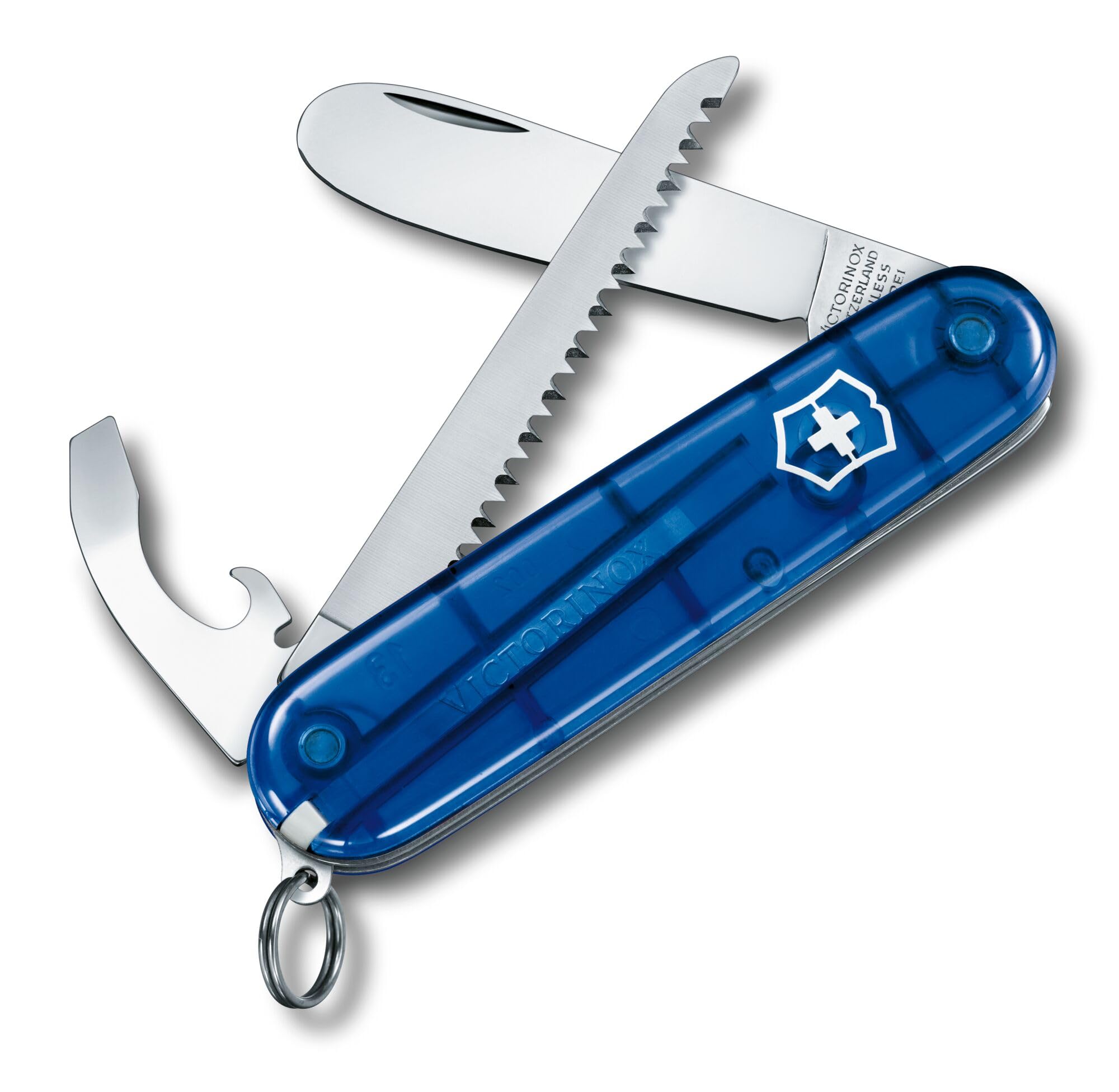 My First Victorinox Swiss Army Pocket Knife for Children, Small, Multi Tool, 9 Functions, Transparent Red