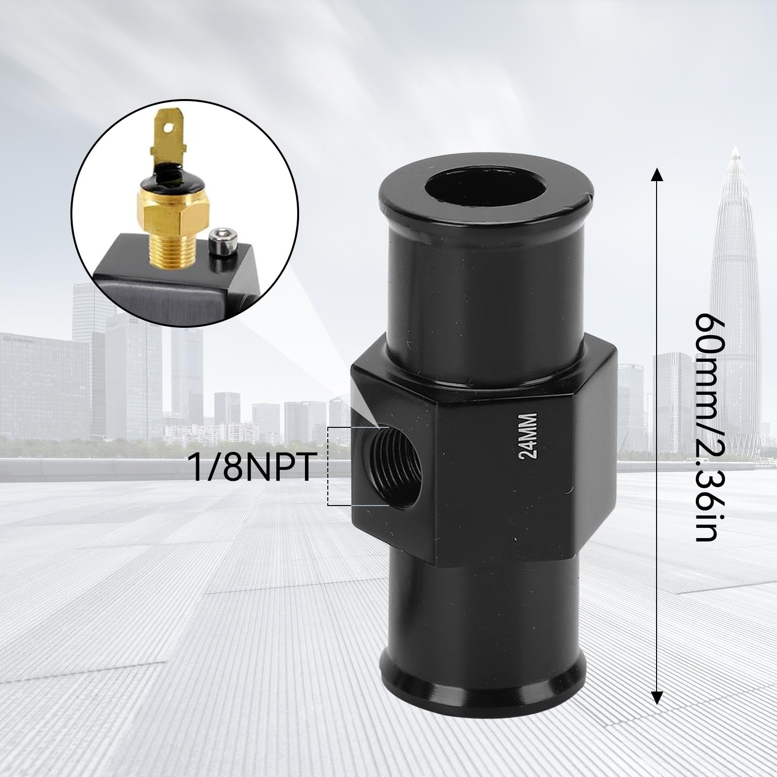 Capteur de Température Eau 24mm, Adaptateur Sonde pour Voiture et Radiateur, Compatible avec la Plupart des Véhicules, Mesure Précise et Installation Facile, Joint de Tuyau Durable (24mm)