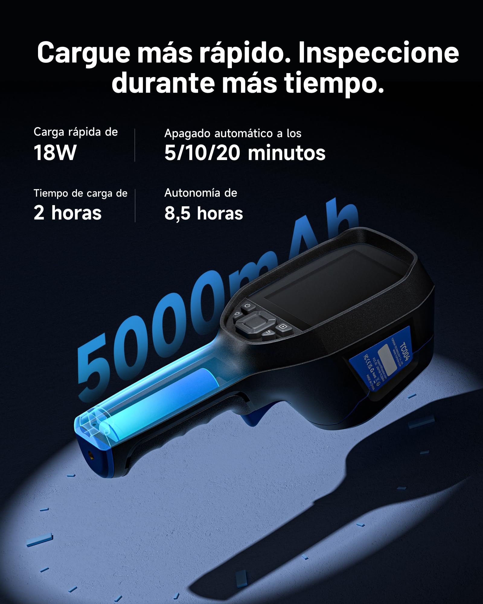 TOPDON Cámara Termografica TC004 con 512x384 Resolución TISR, 64GB Almacenamiento, 3,5″ Pantalla Camara Termica con Wifi, Grabación de Vídeo, Análisis de PC, para Inspección Eléctrica/Climatización