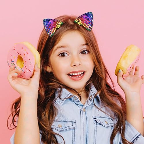 Miniatura 4 de 12 pinzas para el pelo de orejas de gato para niñas, pasadores de pelo para niños, lindas pinzas para el pelo de orejas de gato brillantes con