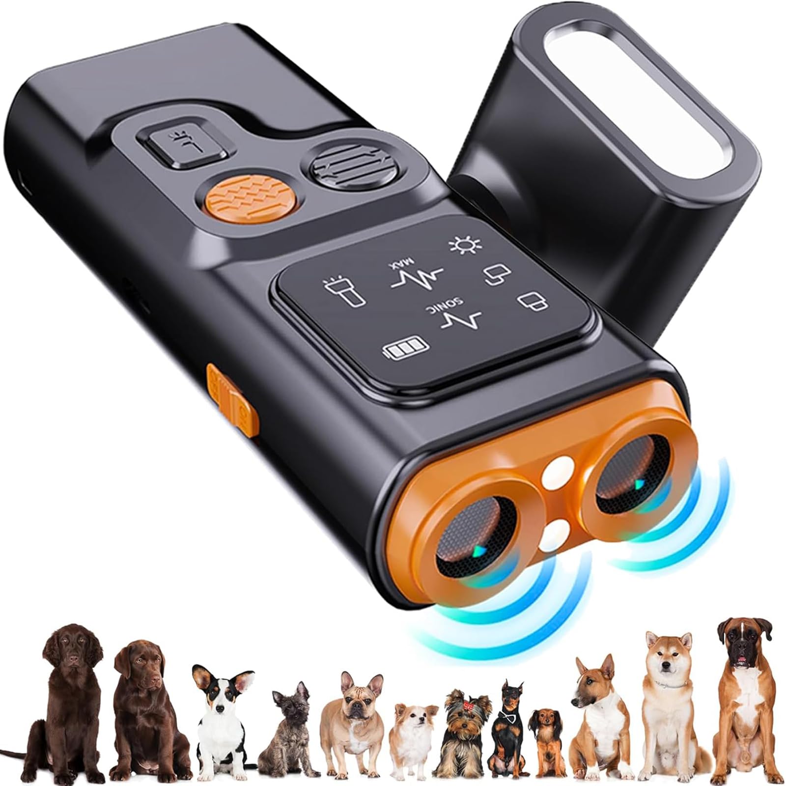BarkGuard Pro - Dog Bark Deterrent Device, Double Head High Power Behavior Corrector for Dogs, with Bright LED Deterrent Flashlight, Barking Silencer for All Dog Types (1PCS)