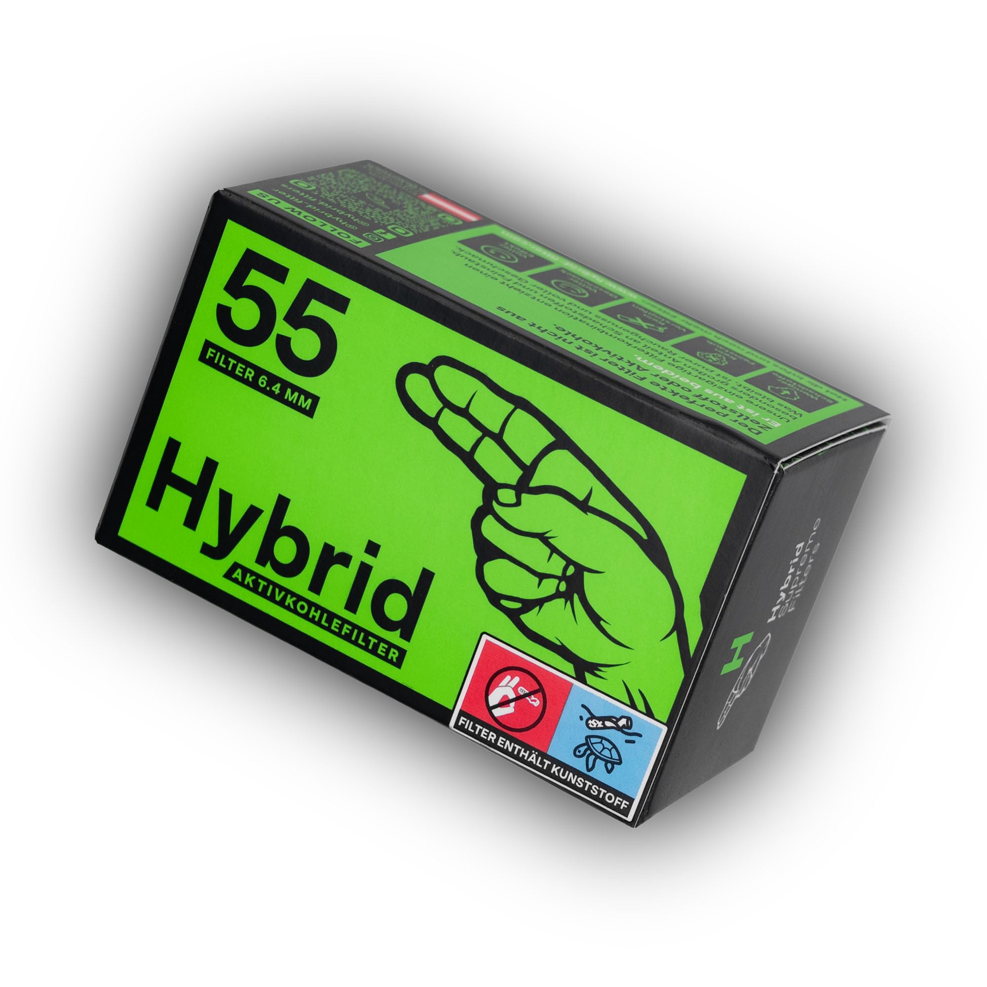 Hybrid Activated Carbon Filters Slim (55 pcs, Ø 6.4 mm) – Filter tips with functional fibers & activated charcoal for a Smooth Smoking Experience