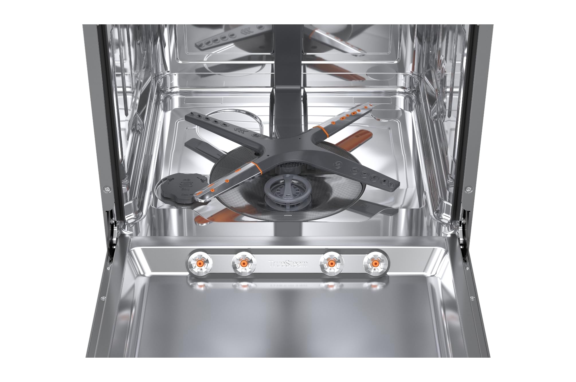 LG DF375HVS Lavastoviglie Libera Installazione Classe A, 14 Coperti, Lavaggio a Vapore TrueSteam, LED Esterno, Sistema QuadWash con 4 Bracci Irroratori, Serie 5, Auto-Apertura, 43dB, Wi-Fi, Grigia