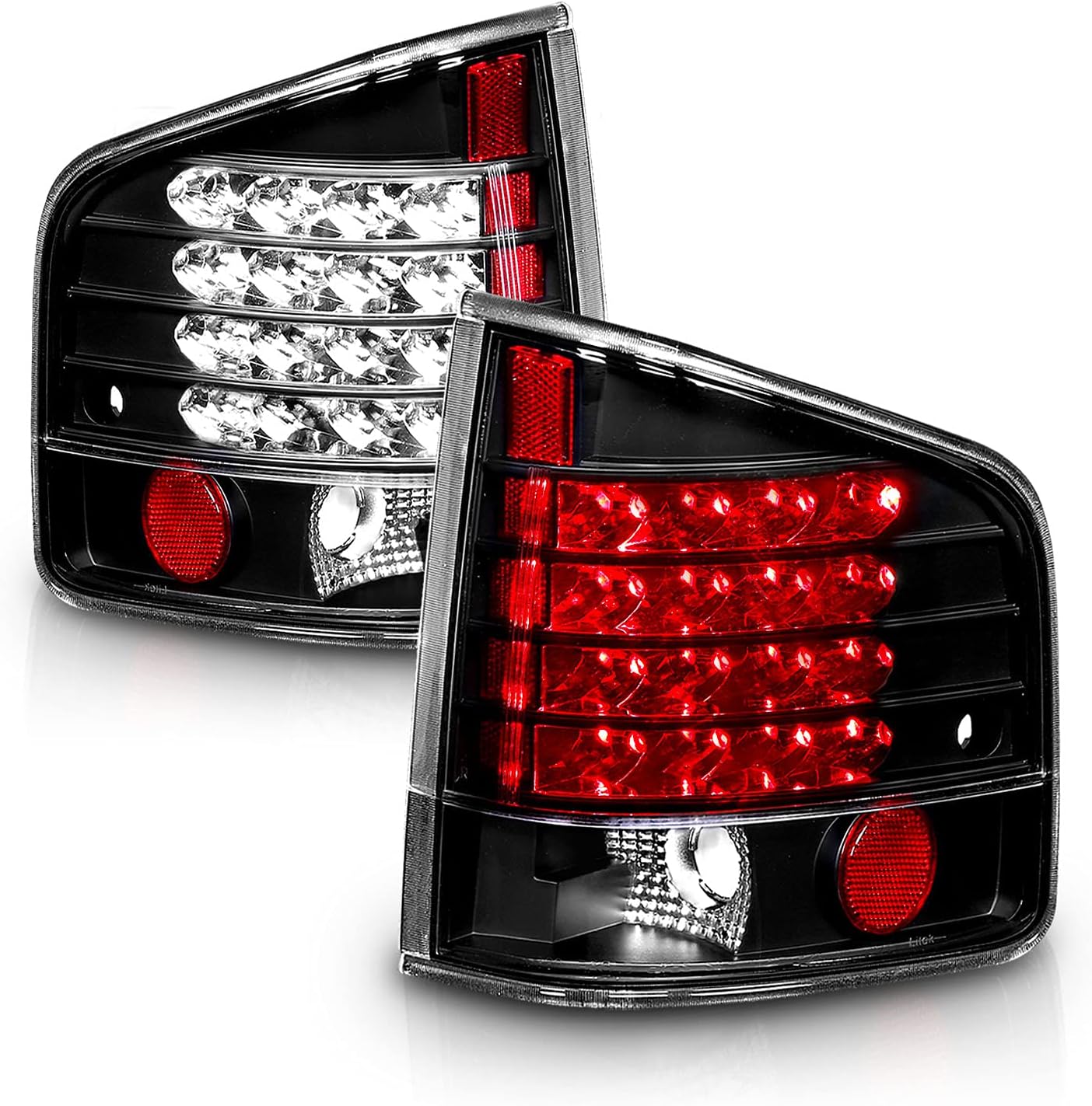 AmeriLite Black LED Replacement Brake Tail Lights Set For Chevy S-10 / G.M.C Sonoma - Passenger and Driver Side