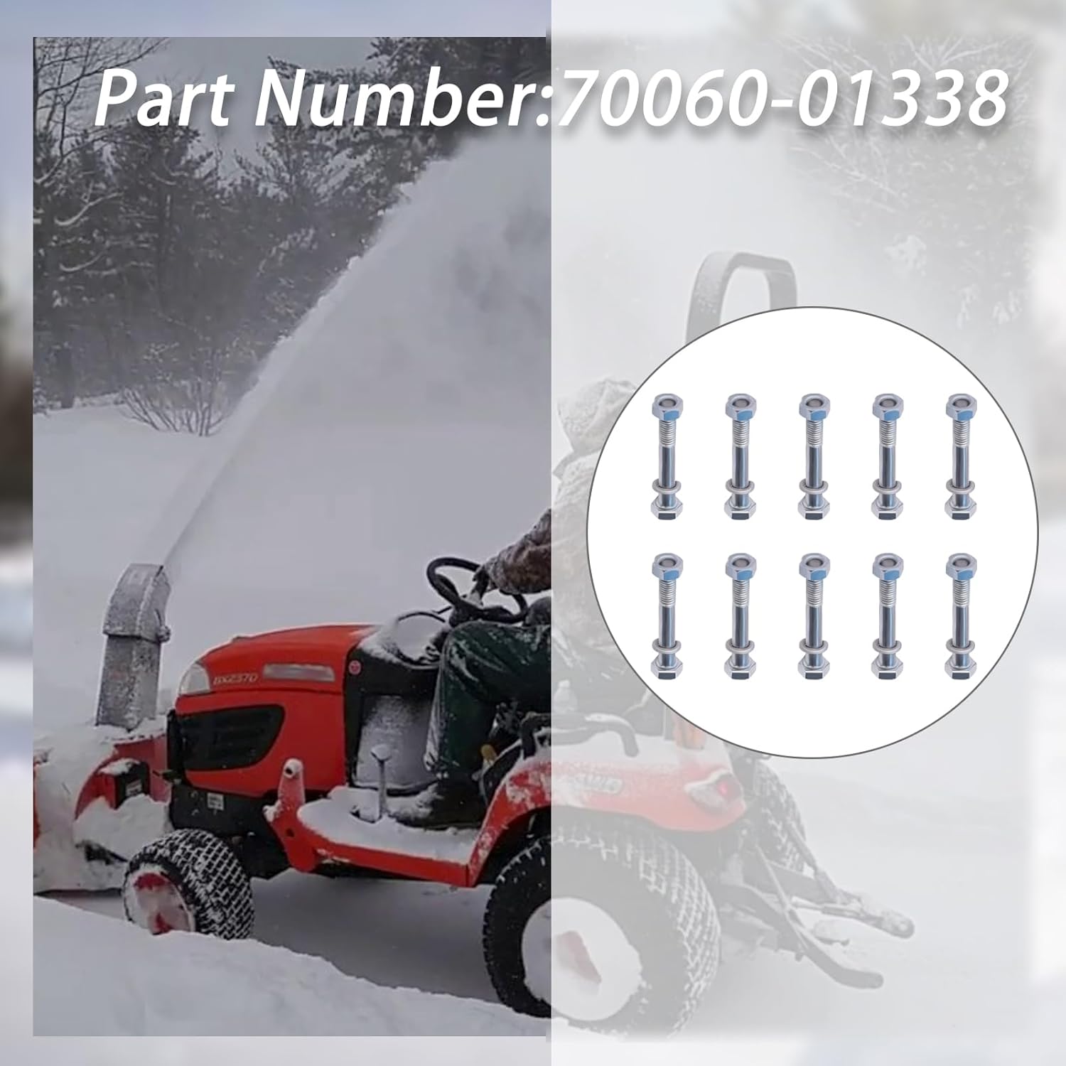 XTPTFABS 70060-01338 (10 Pack) Snowblower Shear Bolts Compatible with Kubota Snowblower BX2750D Front snowblower(Shear Bolt:5/16" x 2-1/4")