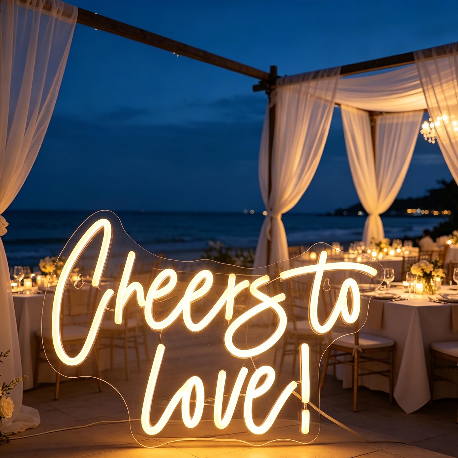 QiaoFei Insegna al neon con scritta "Cheers To Love", alimentata tramite USB, con interruttore dimmer, luci al neon per stanza, casa, bar, feste, finestre, soggiorno, decorazione da parete per