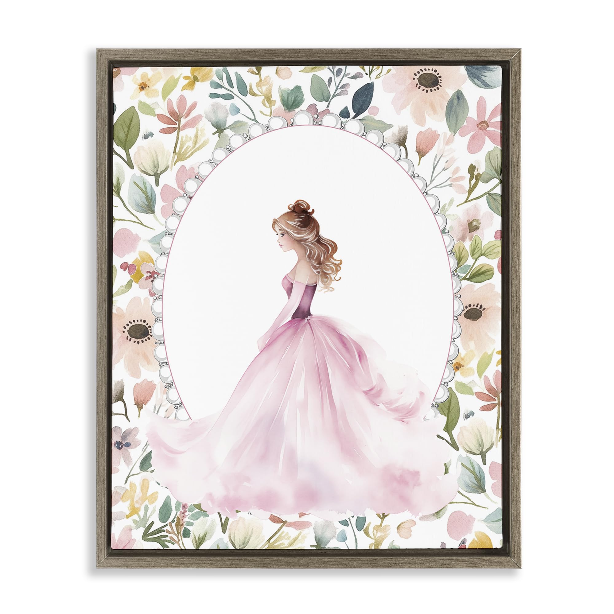 Stupell Industries Montalcino Elm (Textured) 'Elegant Princess Love'| Floating Frame Canvas Art