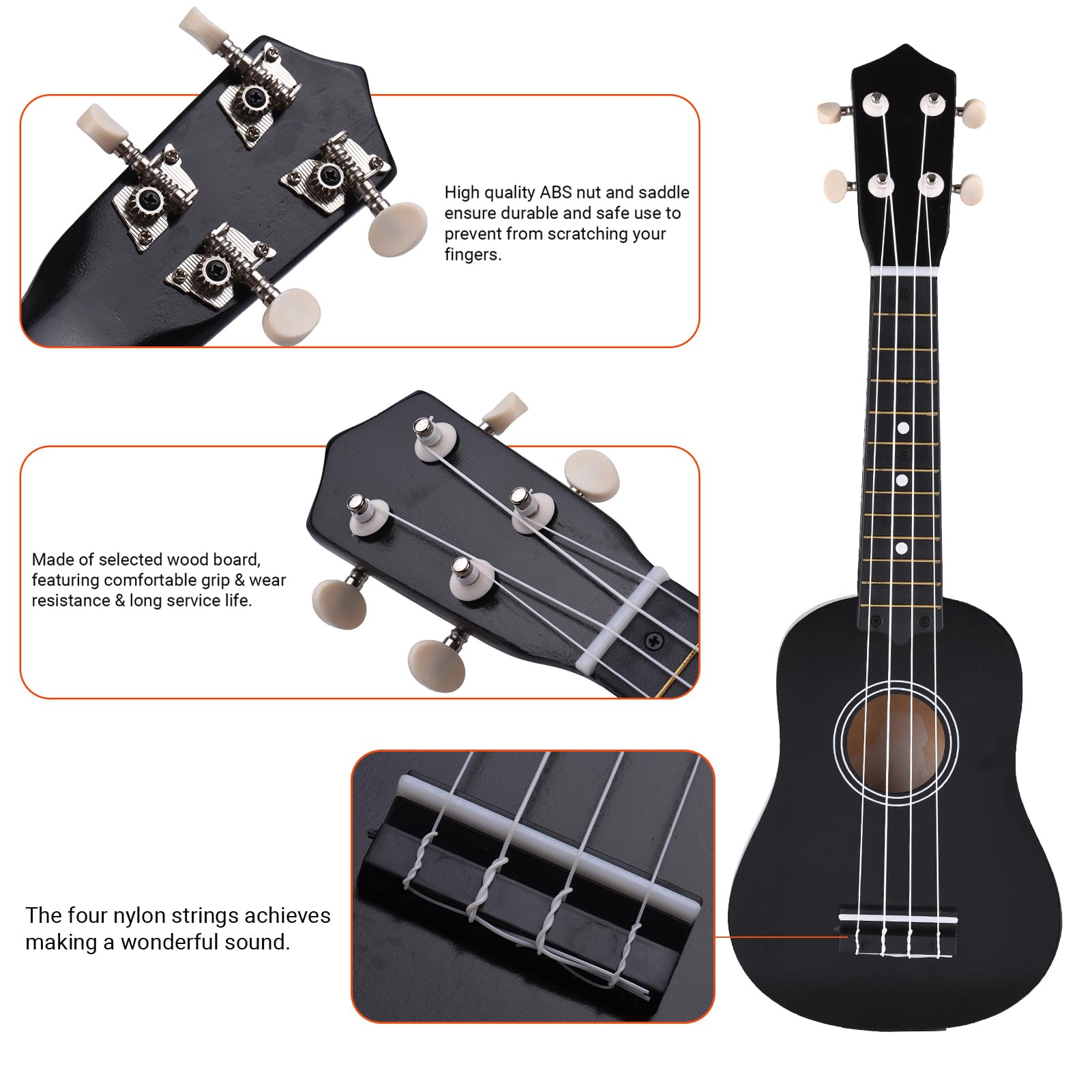 Drewniane 4 struny ukulele mała gitara basowa instrument muzyczny z kostką