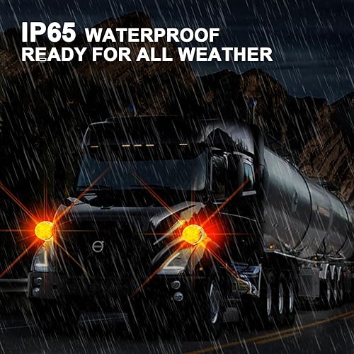 Miniatura 6 de NeaLia Luz de guardabarros de doble cara, 34 LED de doble revolución rojo ámbar luces de sandía para semircamión, 2 luces traseras para remolque,