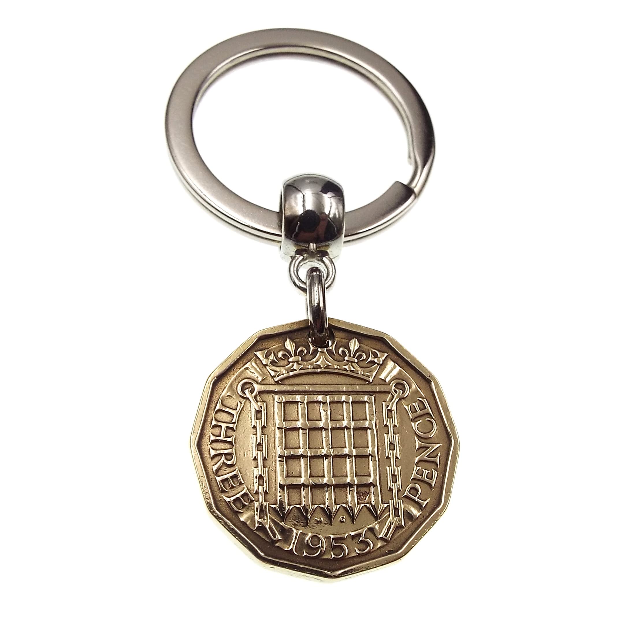 A Silver Dream Unisex Multi 1953 Brass Threepence Coin Keyring