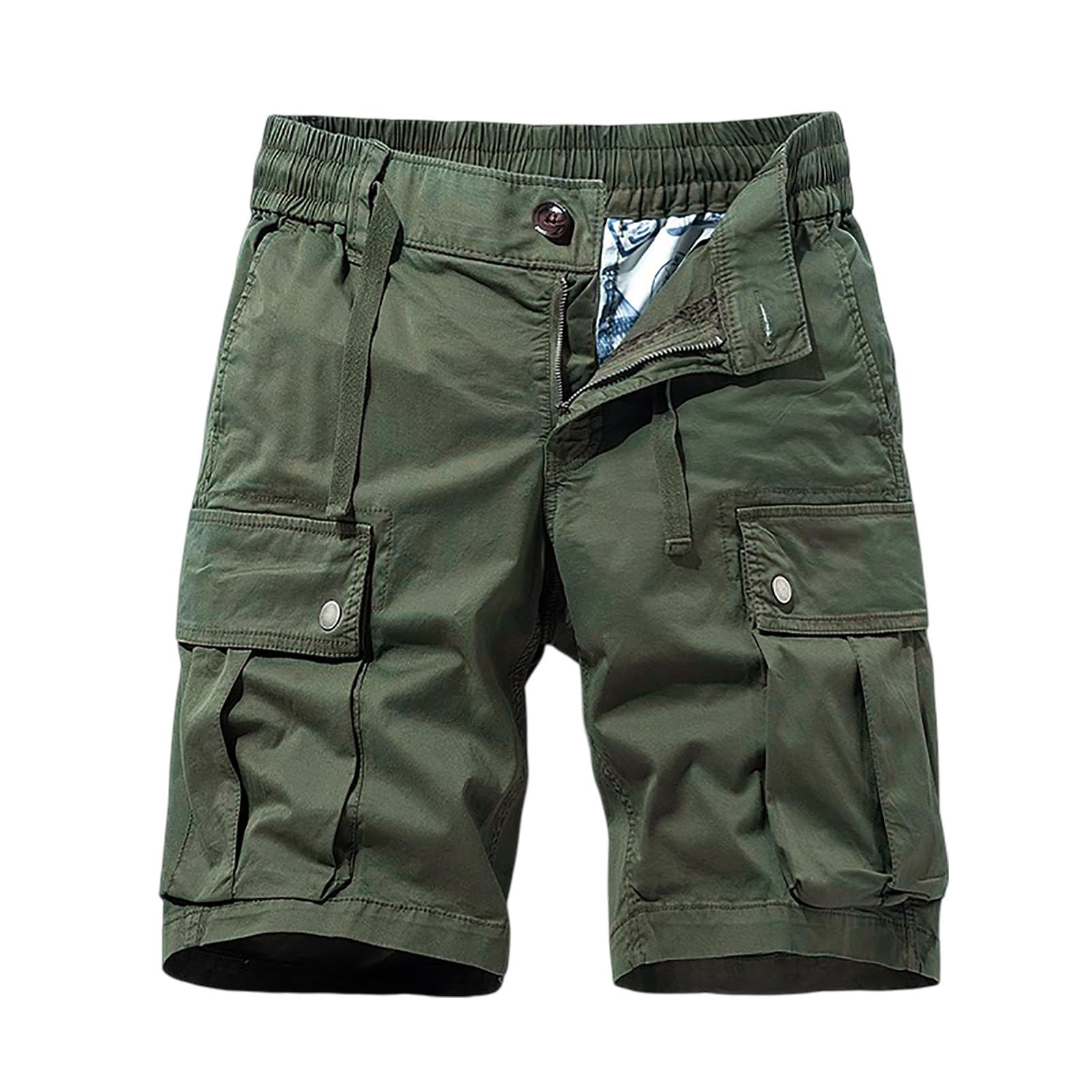 Men's Casual Summer Shorts Lightweight Breathable Comfortable Outdoor Active Athletic Performance Pure Color (Green, 40)