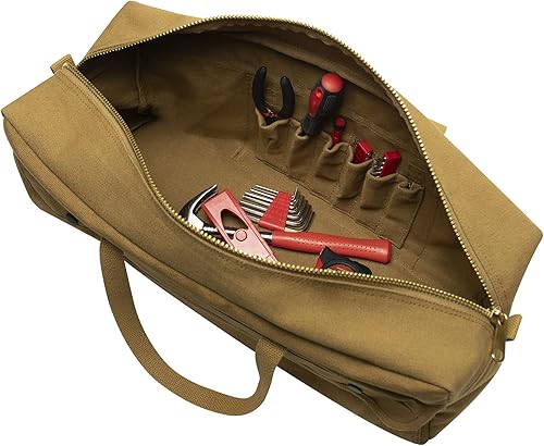 Miniatura 4 de Rothco Bolsa de herramientas Jumbo de lona con cremallera de latón, marrón coyote
