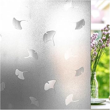 Window Privacy Film 2PCS 3D Ginkgo Biloba Three-Dimensional Electrostatic Non-Stick Window Film Translucent Opaque Protection Privacy Glass Stickers30x100cm